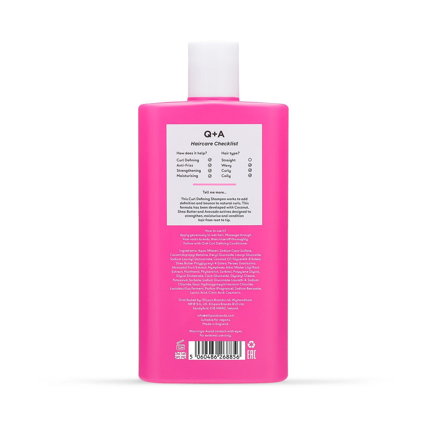 Q+A curl defining shampoo 250ml for curly hair - British product