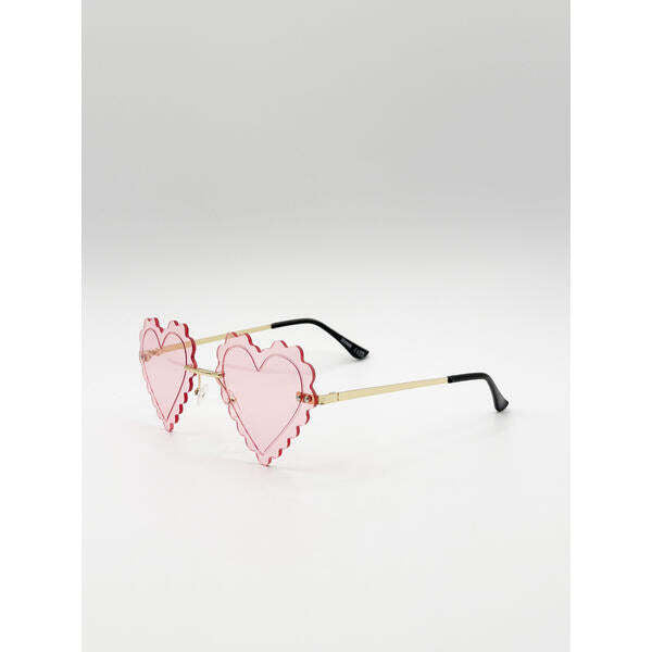 SVNX scallop heart sunglasses in pink one size - British product