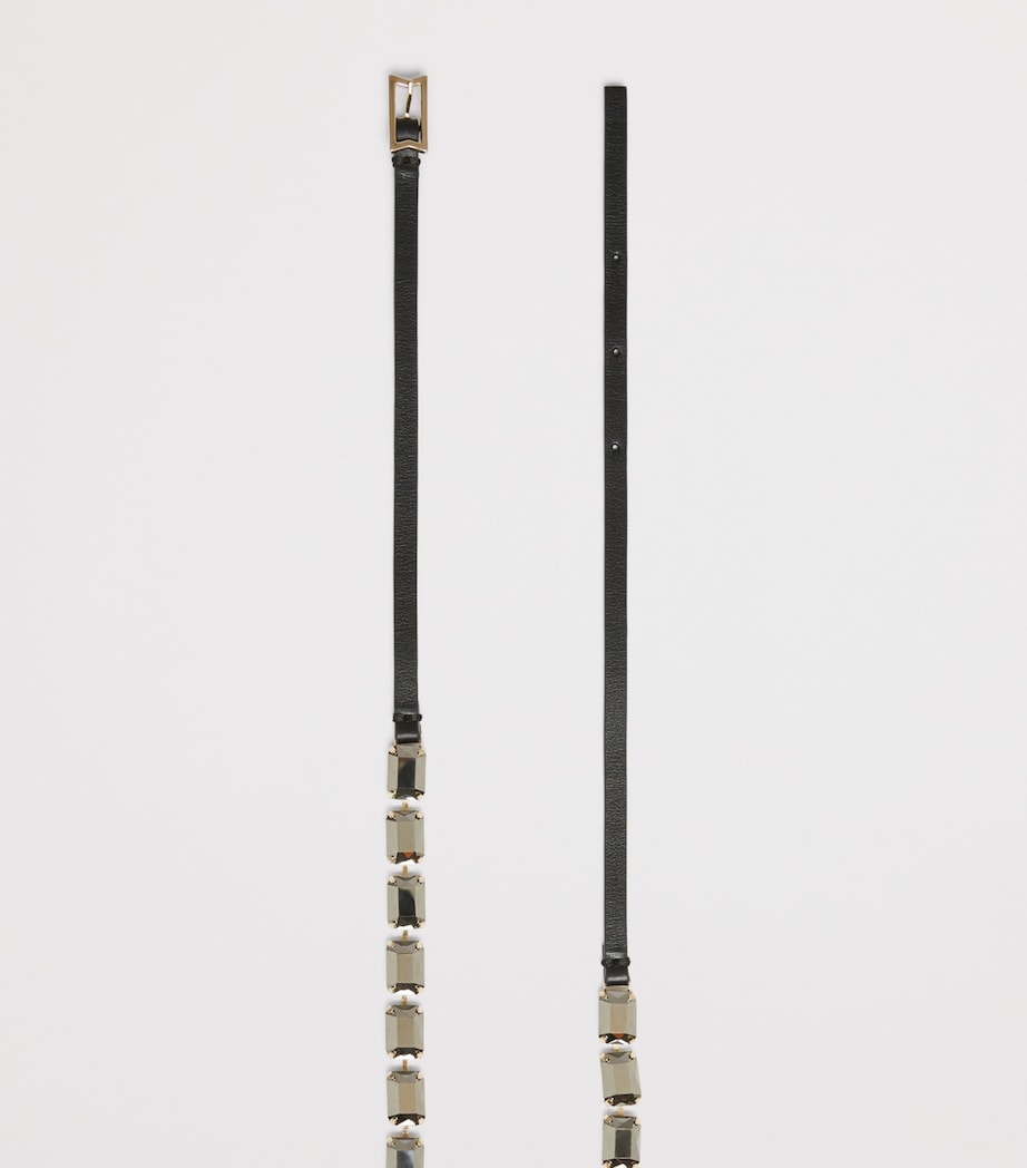 Max Mara Gürtelschließe mit Schmucksteinen, Nappaleder 0,5 cm, UK-Version