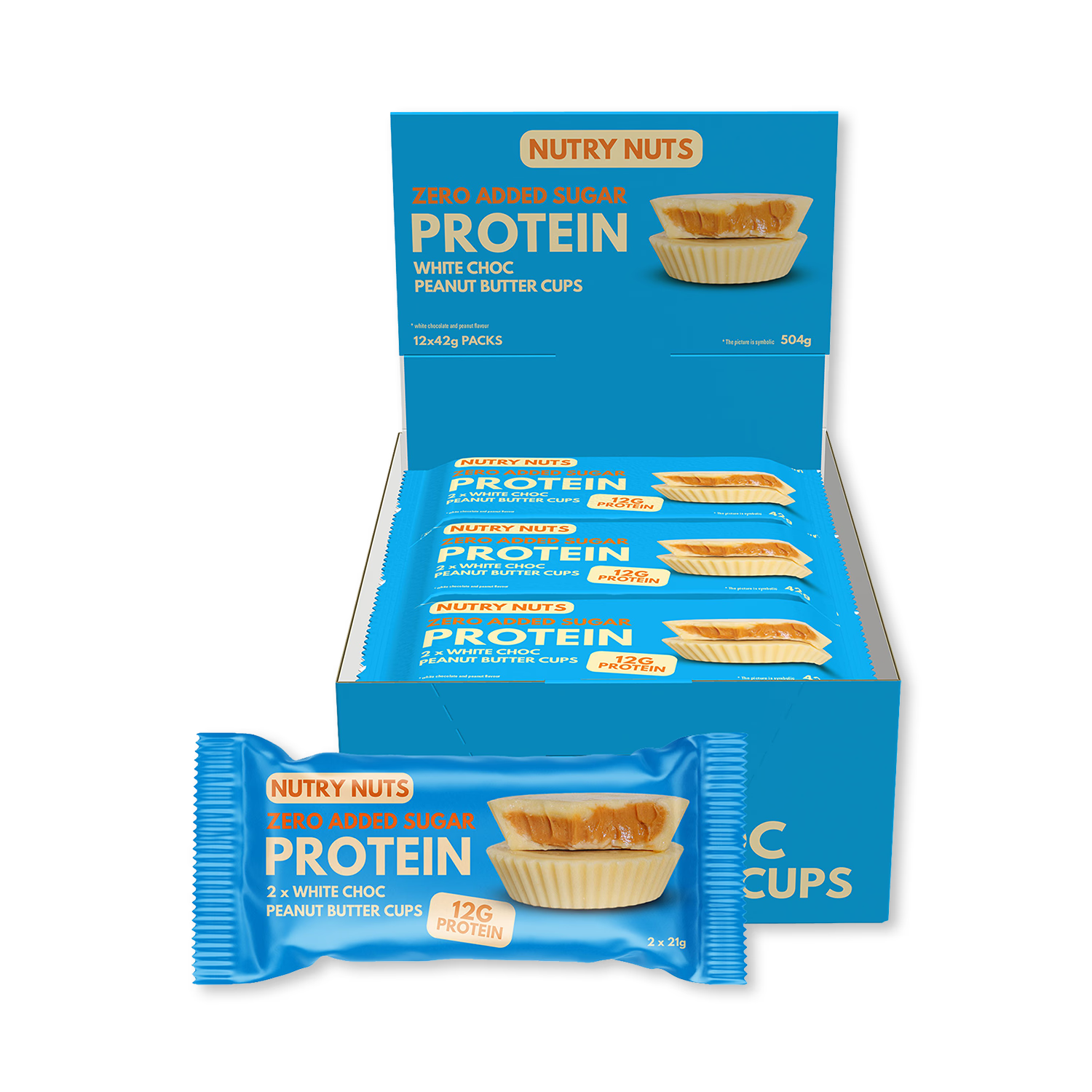 Nutry white protein cups peanut filling 12 pack - British product