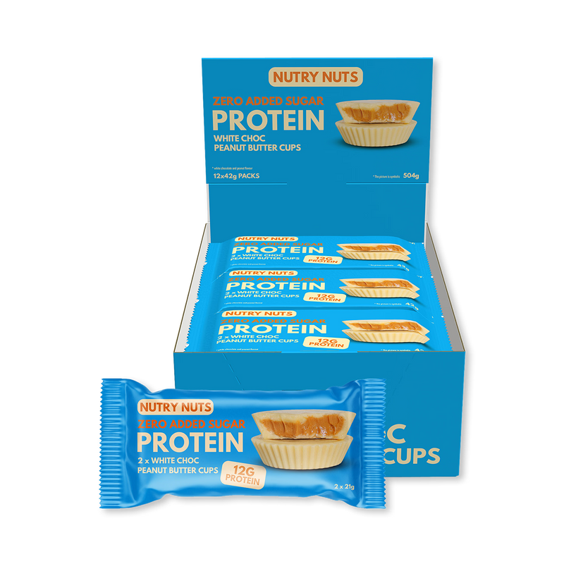 Nutry white protein cups peanut filling 12 pack - British product