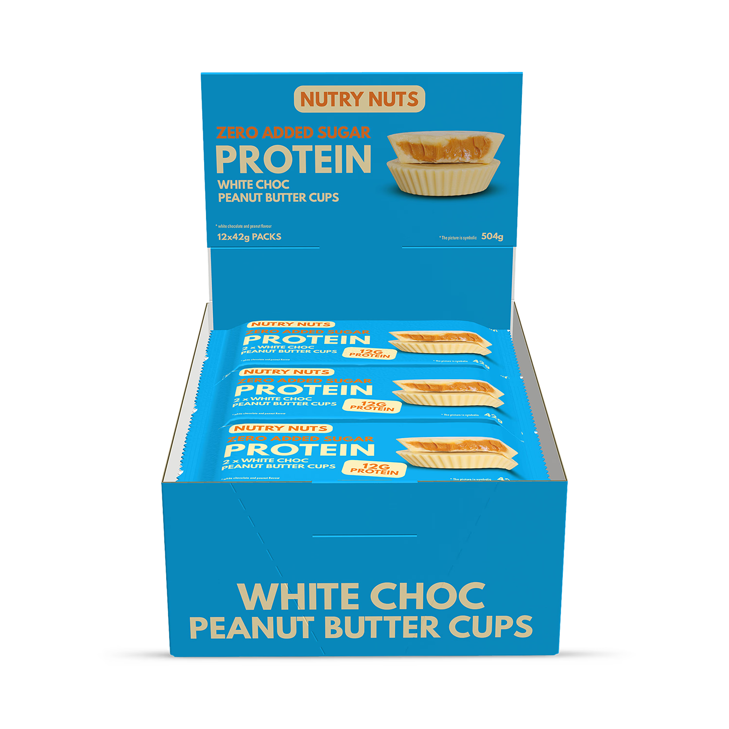Nutry white protein cups peanut filling 12 pack - British product