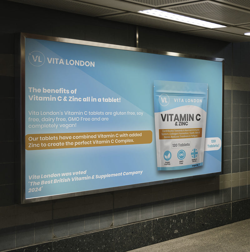 Vita London Vitamin C & Zinc 120mg tablets 120 count (British brand)