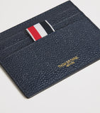 Thom Browne leather card holder pebble grain gold foil logo, UK version