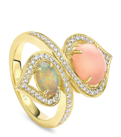 Harrods Boodles Yellow Gold Opal and Diamond Woodland Ring- Buy online at McGrocer
