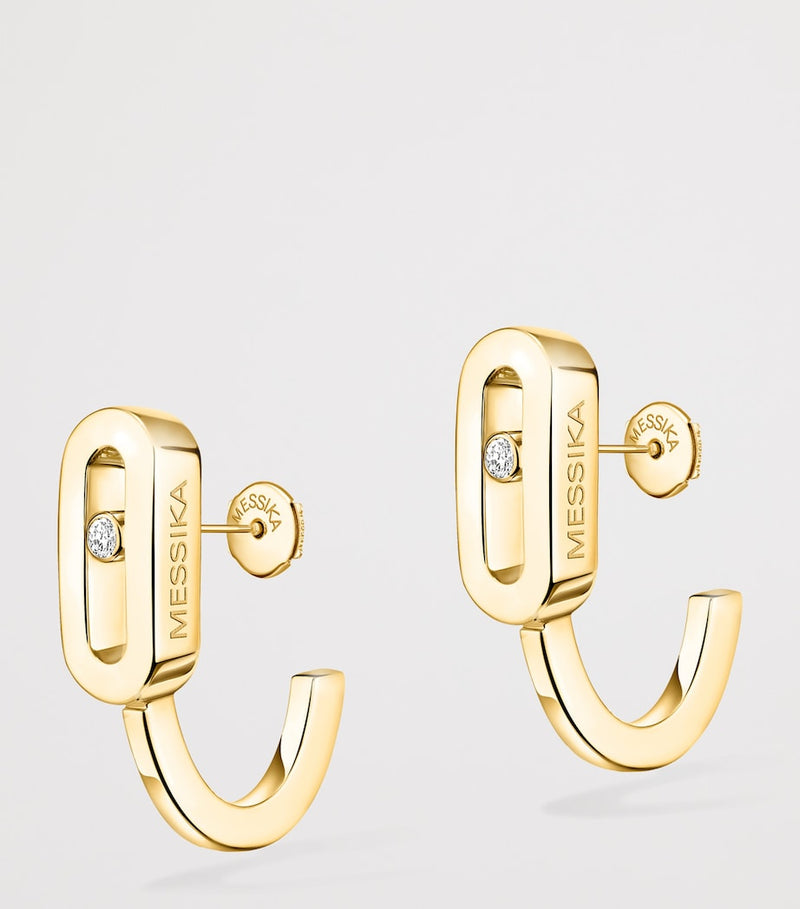 Messika Move Uno mini hoop earrings 18kt yellow gold diamond, UK version