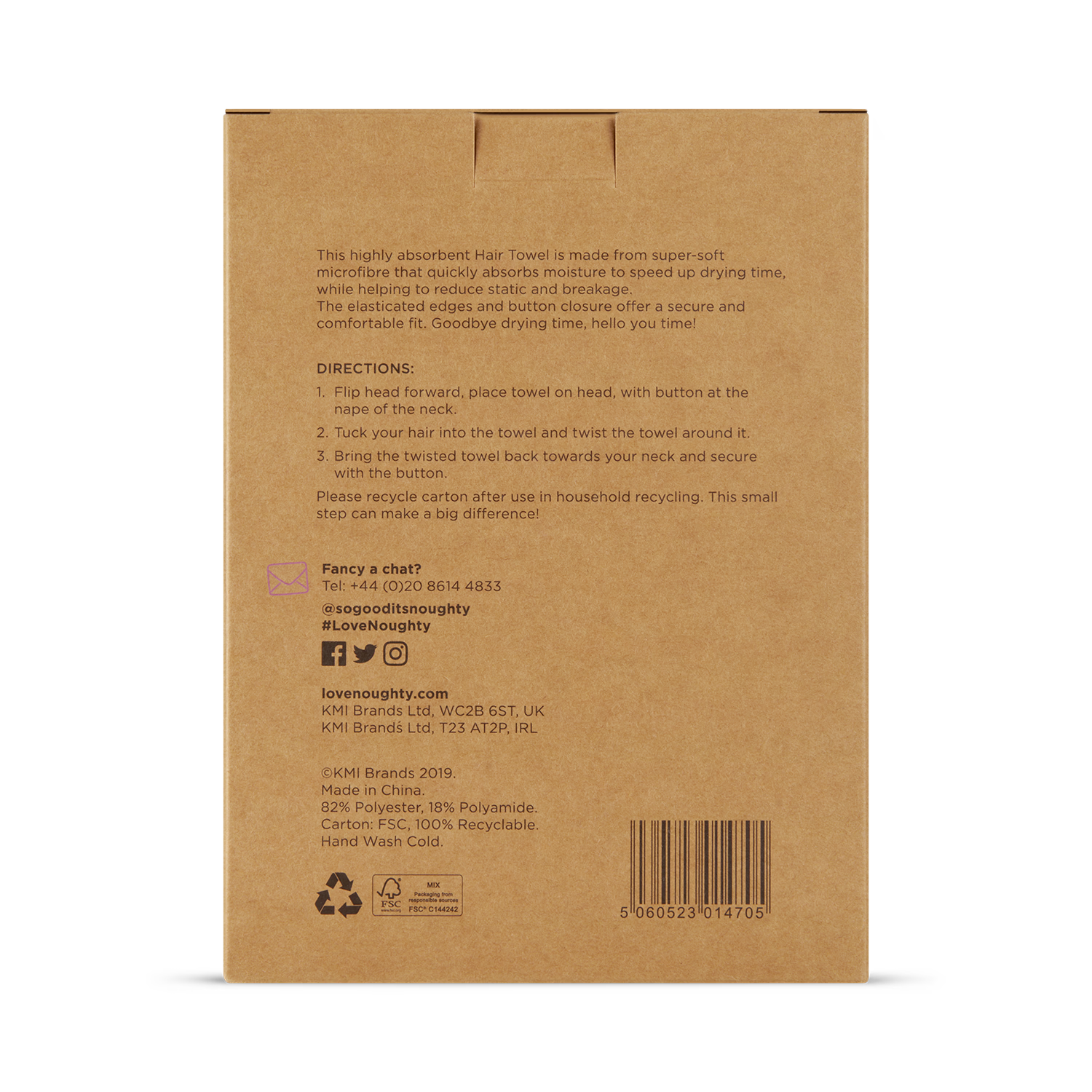 Noughty microfibre hair towel wrap The Purple One - British product