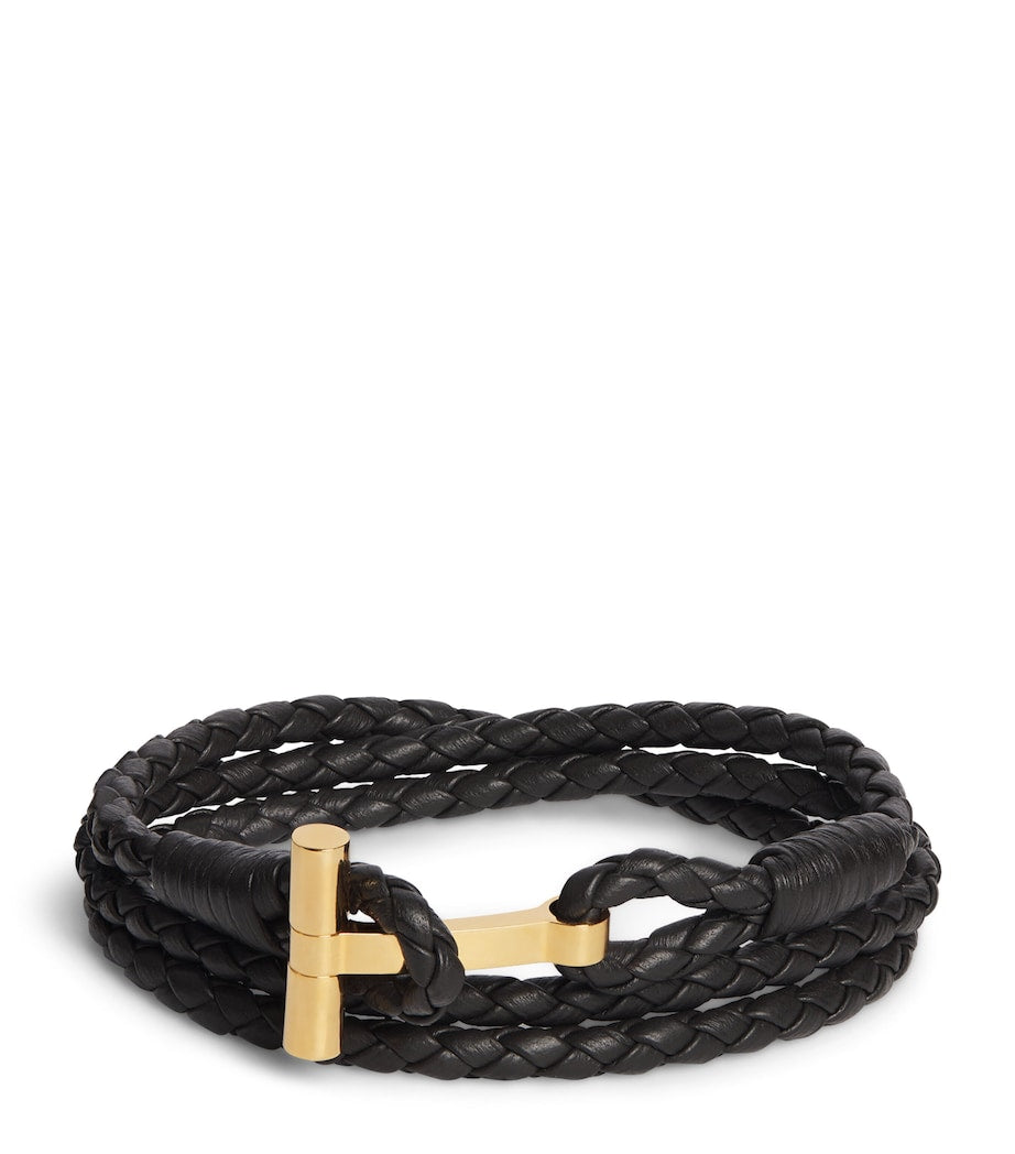 TOM FORD leather braided T bracelet - British product