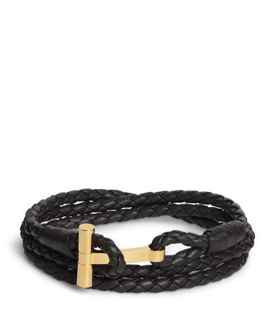 Harrods TOM FORD Leather Braided T Bracelet- Buy online at McGrocer