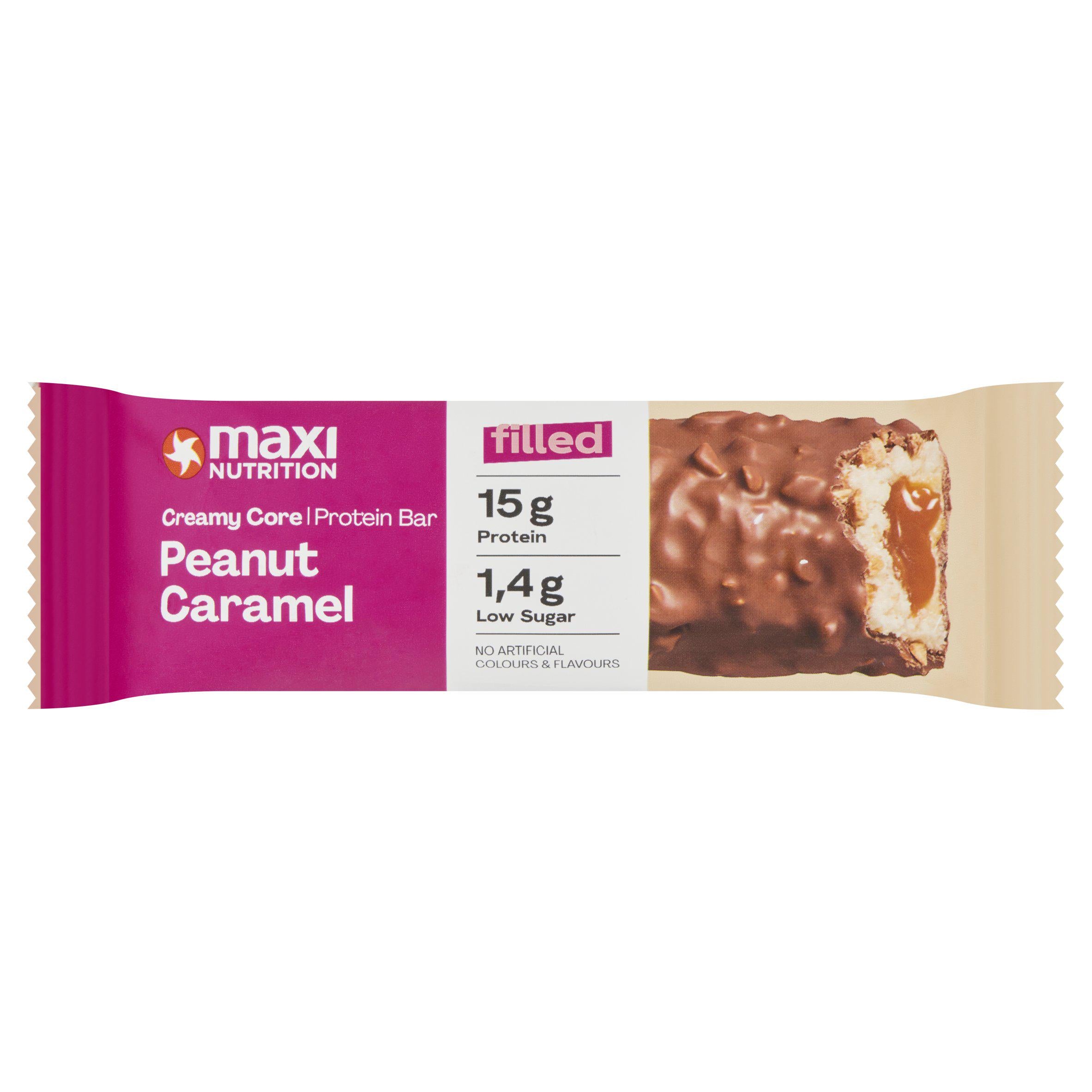 Maxi Nutrition Filled Creamy Core Peanut Caramel Protein Bar 45g GOODS Sainsburys   