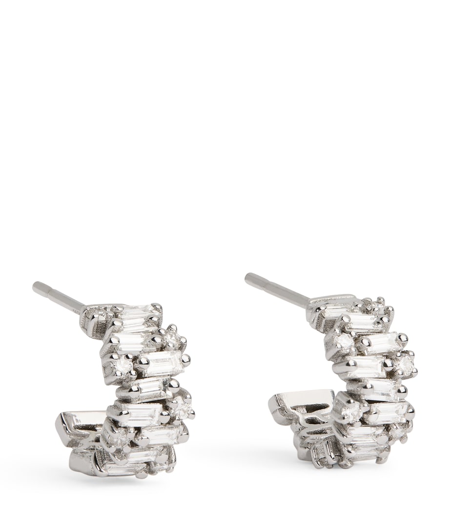 Suzanne Kalan white gold diamond shimmer hoop earrings - British product