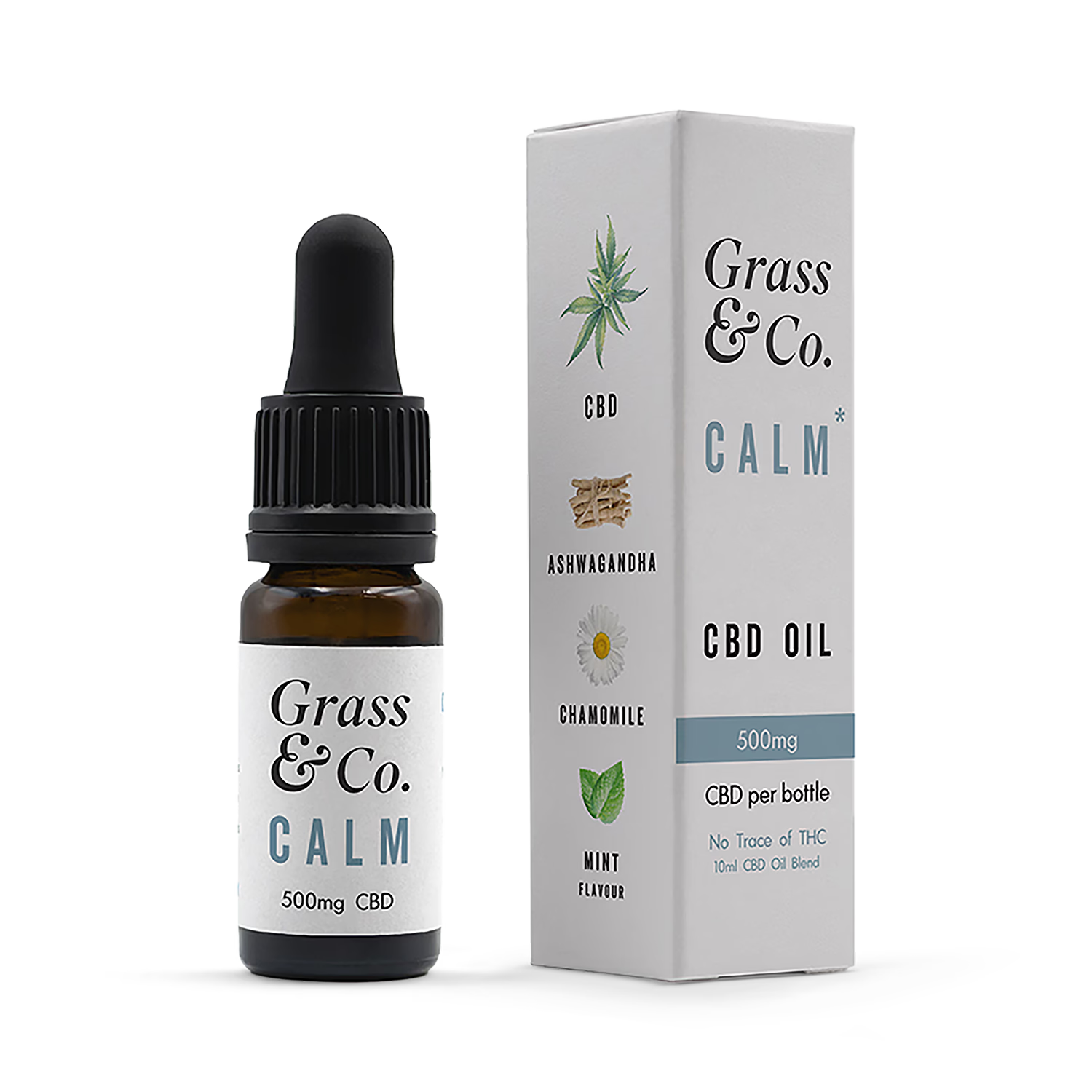Grass & Co. CALM CBD Consumable Oil 500mg with Ashwagandha, Chamomile & Mint 10ml