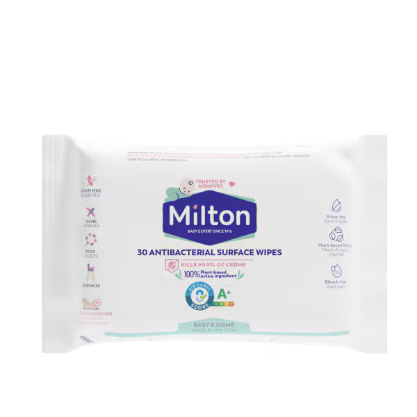 Milton antibacterial surface wipes 30 pack, imported from the UK