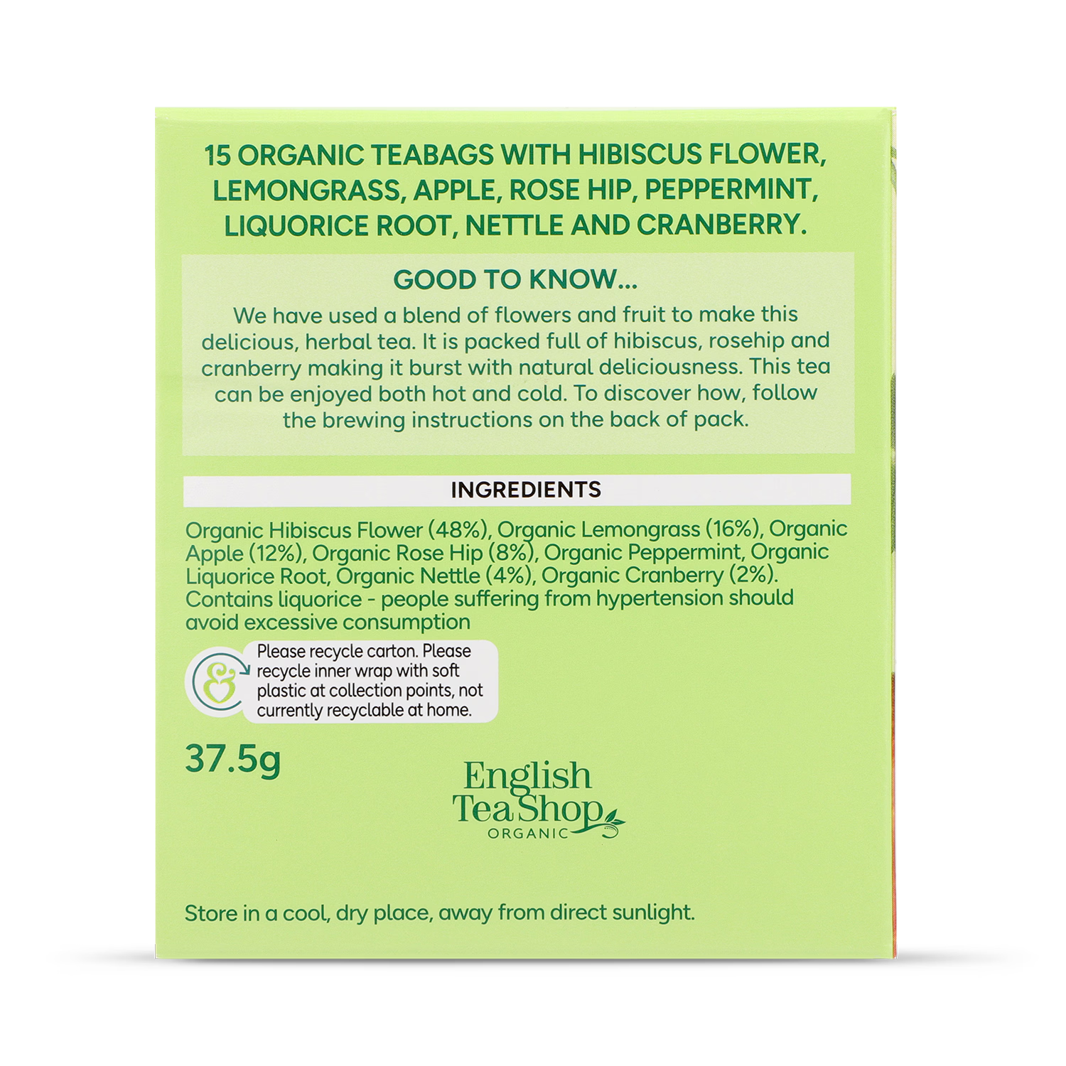 Holland & Barrett Red Fruit Refresher Tea 15 Tea Bags, UK version