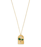 L'ATELIER NAWBAR yellow gold diamond malachite Biladi Palm necklace, UK version