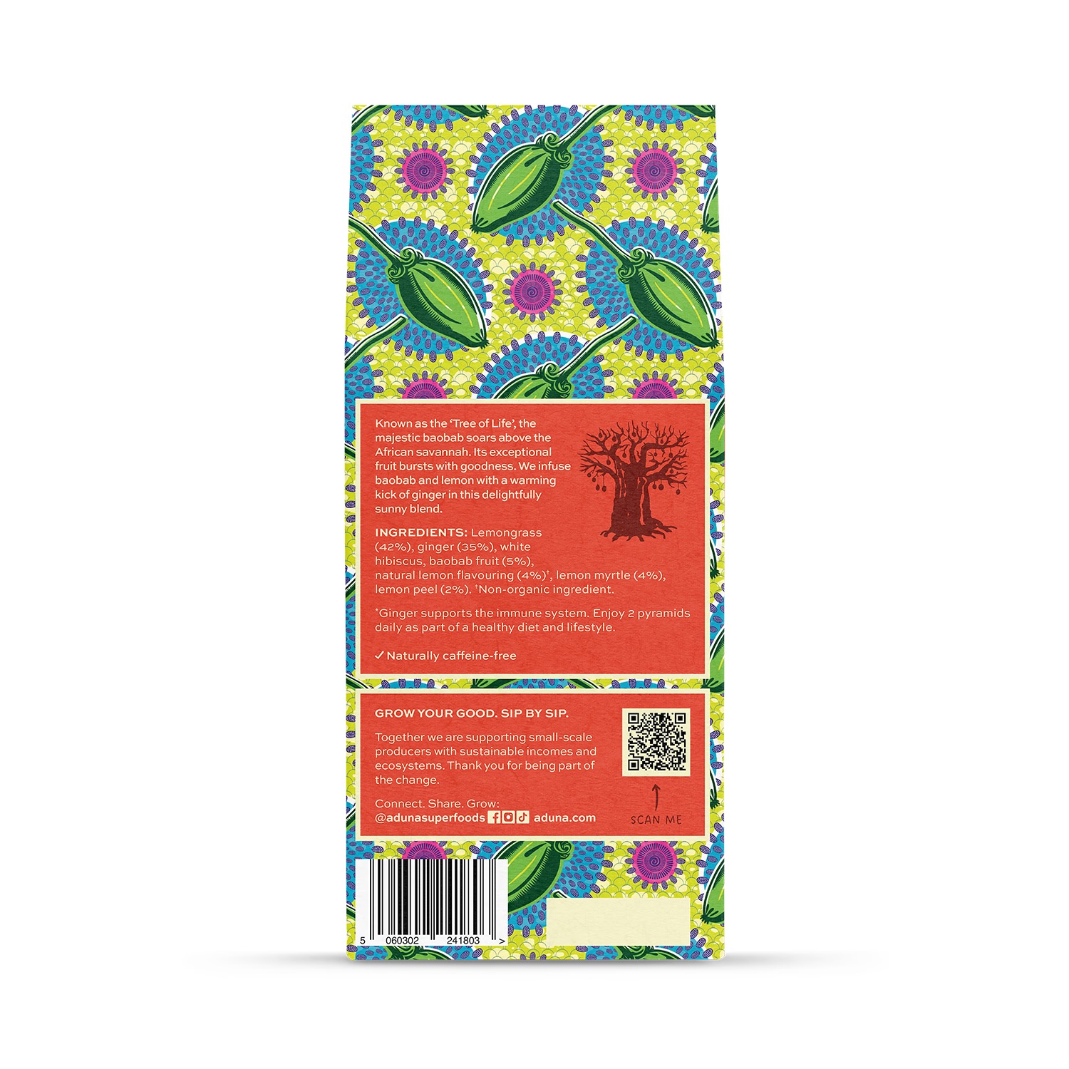 Aduna Baobab tea 15 tea bags, UK version