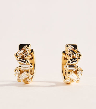 Harrods Suzanne Kalan Yellow Gold and Diamond Frenzy Huggie Earrings- Buy online at McGrocer