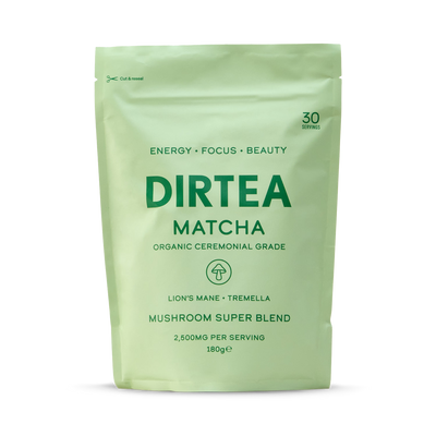Holland & Barrett Dirtea Matcha Mushroom Superblend 2500mg Powder 180g- Buy online at McGrocer