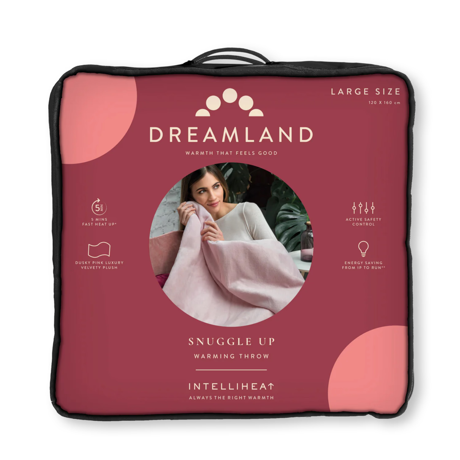 Dreamland Snuggle Up warming throw pink 120x160cm, imported from the UK