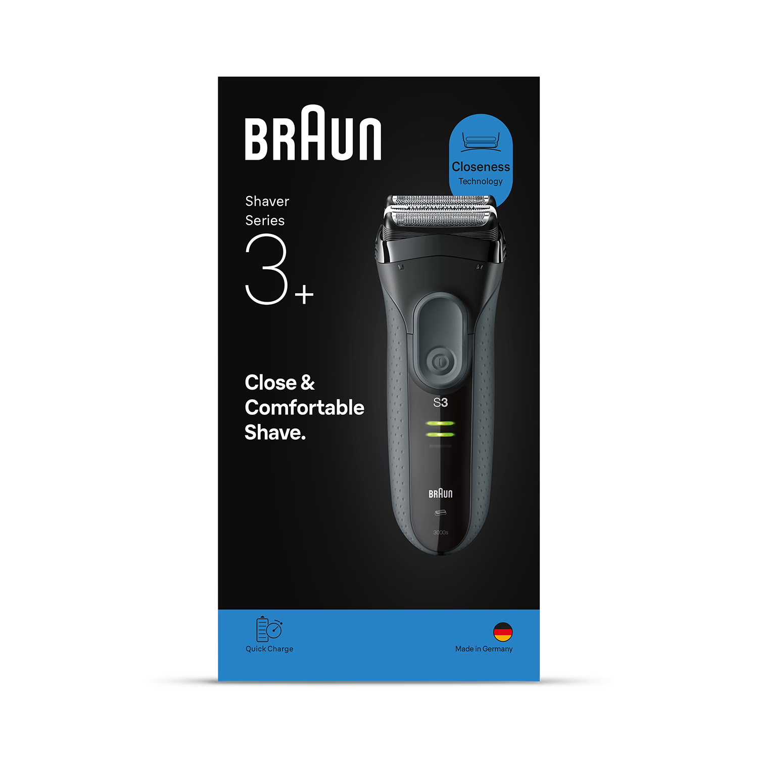 Braun Series 3+ electric shaver 3000S grey - British product