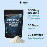 New Leaf creatine monohydrate powder micronized 150g, imported from the UK