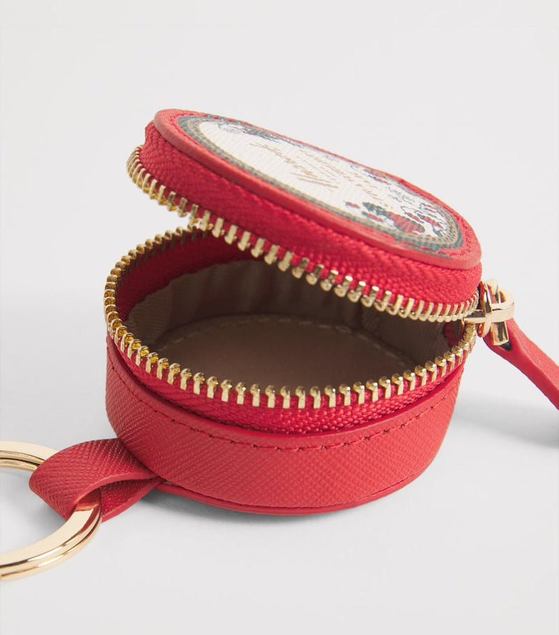 Harrods leather strawberry jam pot keyring (British brand)