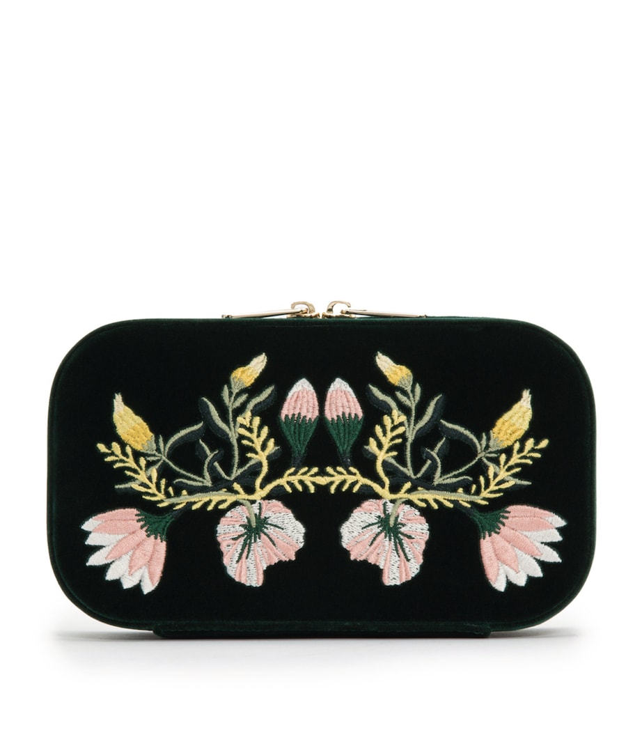 WOLF Zoe floral-embroidered travel jewellery case (British brand)