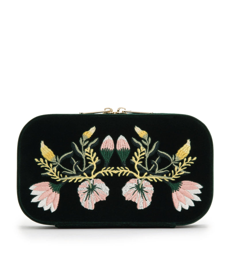 WOLF Zoe floral-embroidered travel jewellery case (British brand)