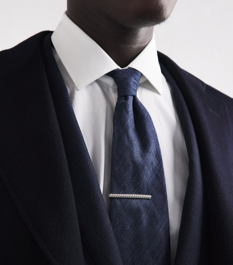 Tateossian palladium-plated quad knot tie clip (British brand)