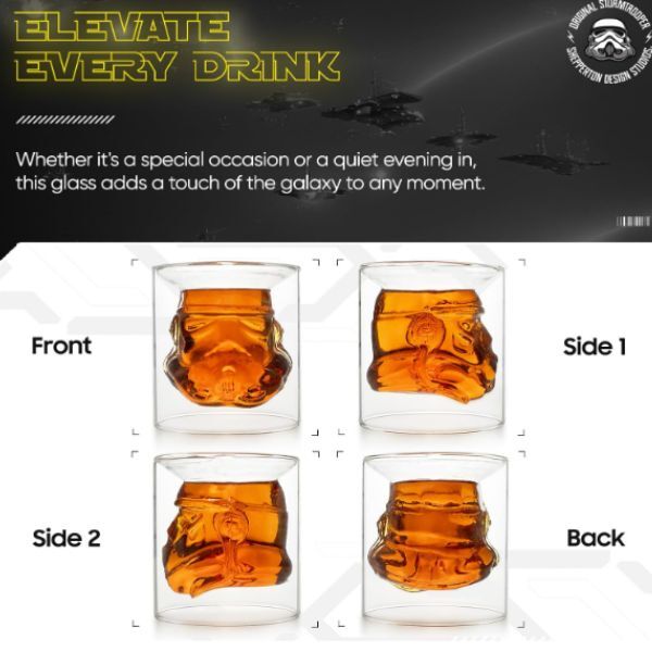 Thumbs Up Stormtrooper inverted whiskey glass 150ml, imported from the UK