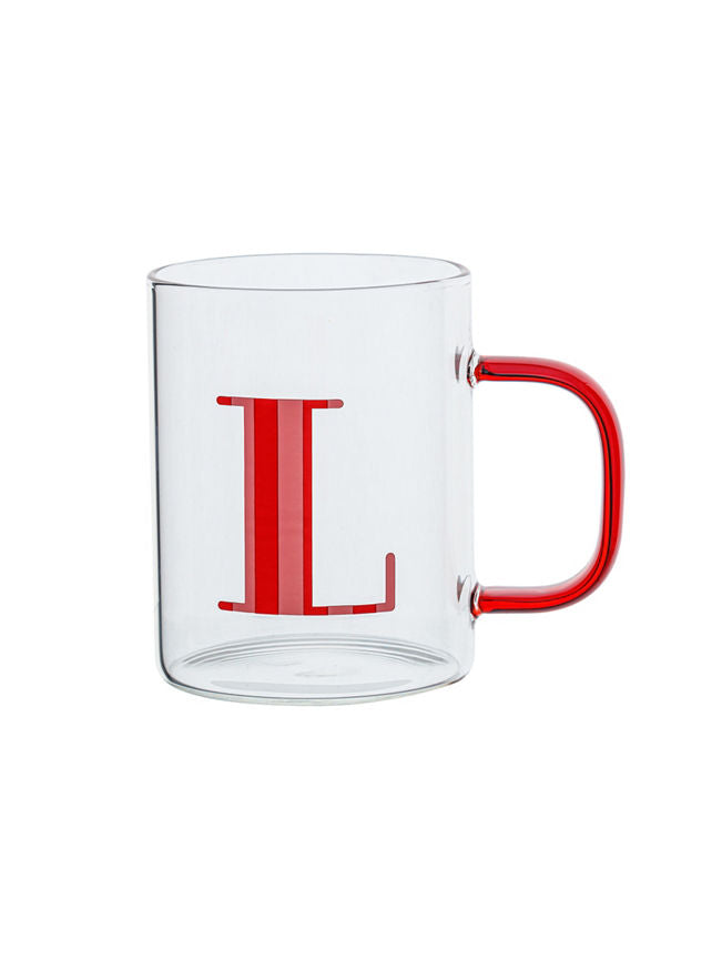 George Home Red Alphabet Glass Mug - L