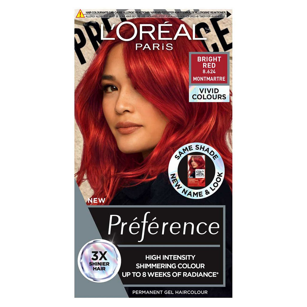 L'Oreal Paris Preference Vivids Permanent Hair Dye, Intense Luminous Colour, Bright Red 8.624