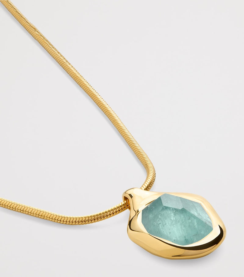 Monica Vinader gold vermeil aquamarine Odyssey necklace (British brand)