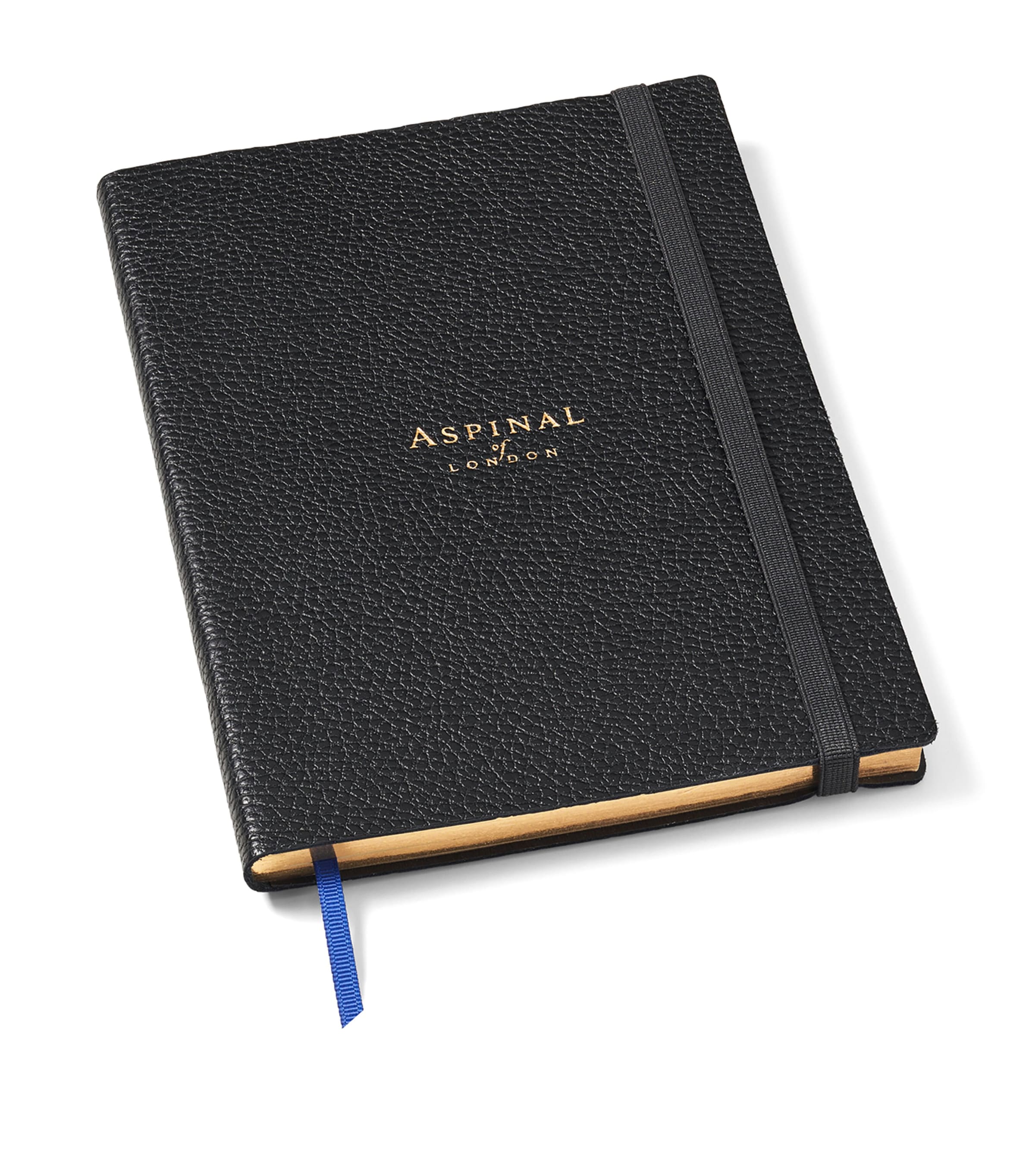 Aspinal Of London grained leather bound A5 notebook - British product