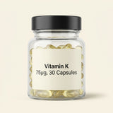 Holland & Barrett Vitamin K2 supplement 75ug 30 capsules, imported from the UK