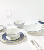 Wedgwood Gio Blue cereal bowl with pinstripe pattern, 16cm diameter (British brand)