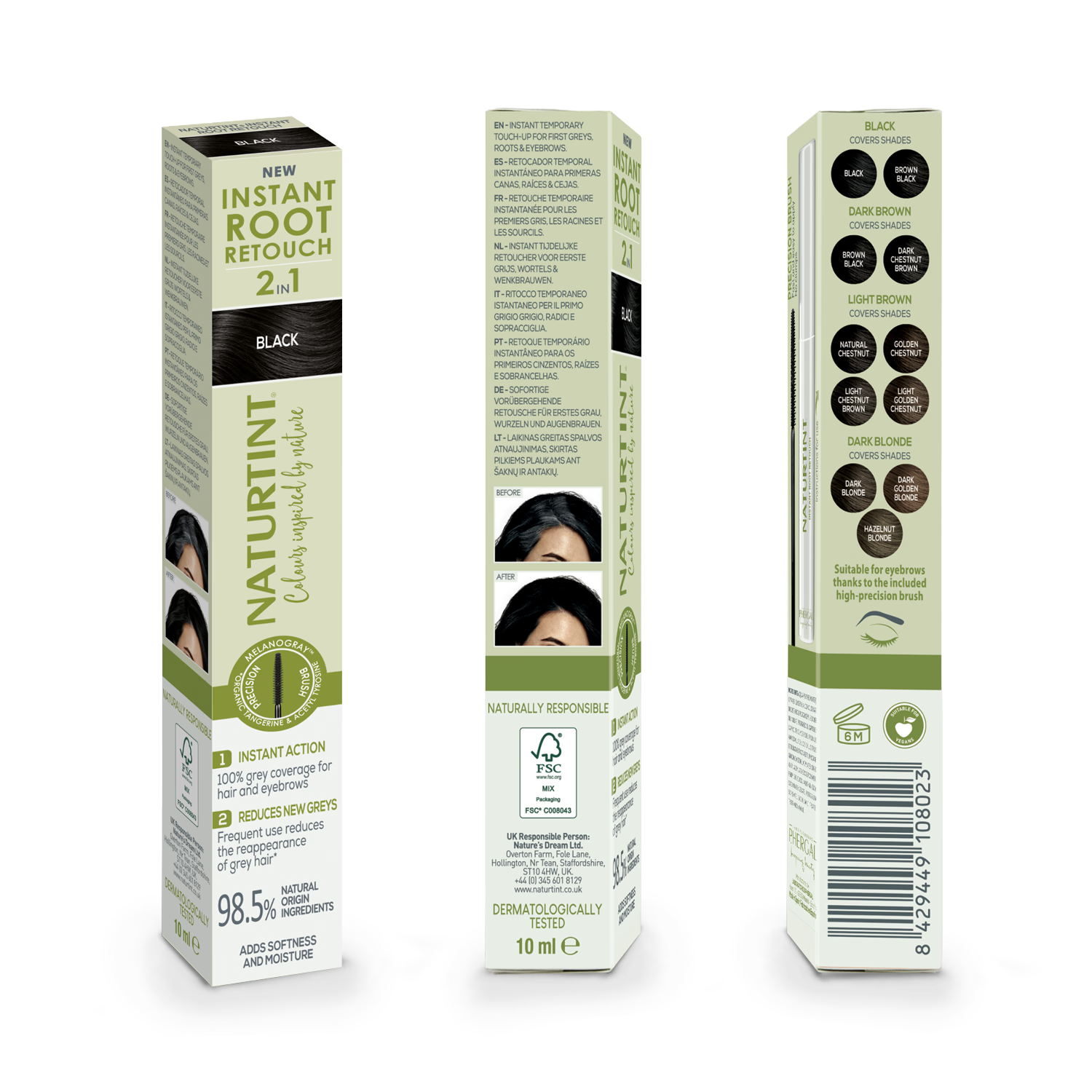 Naturtint root retouch Black 10ml, imported from the UK