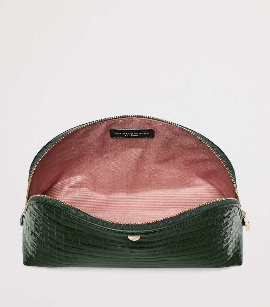 Aspinal of London large leather croc-embossed cosmetic case - British product