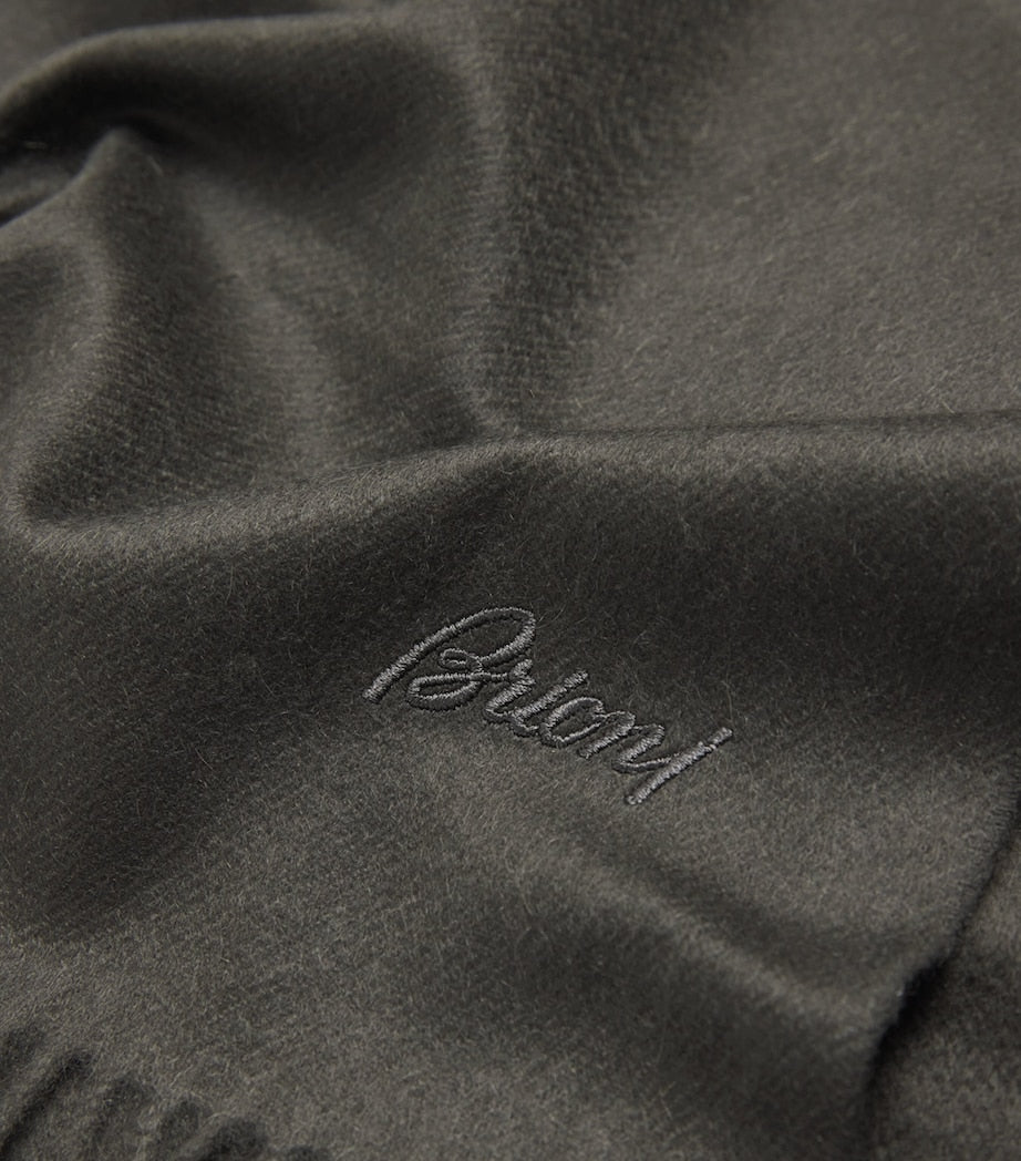 Brioni cashmere fringed scarf (British brand)