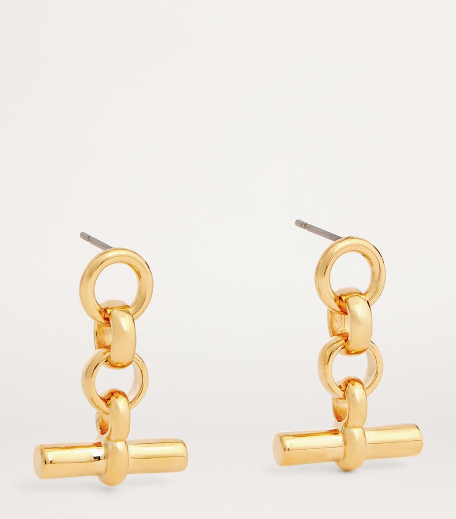 Tilly Sveaas gold-plated T-bar drop earrings (British brand)