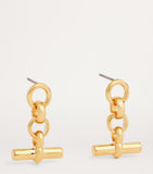 Tilly Sveaas gold-plated T-bar drop earrings (British brand)