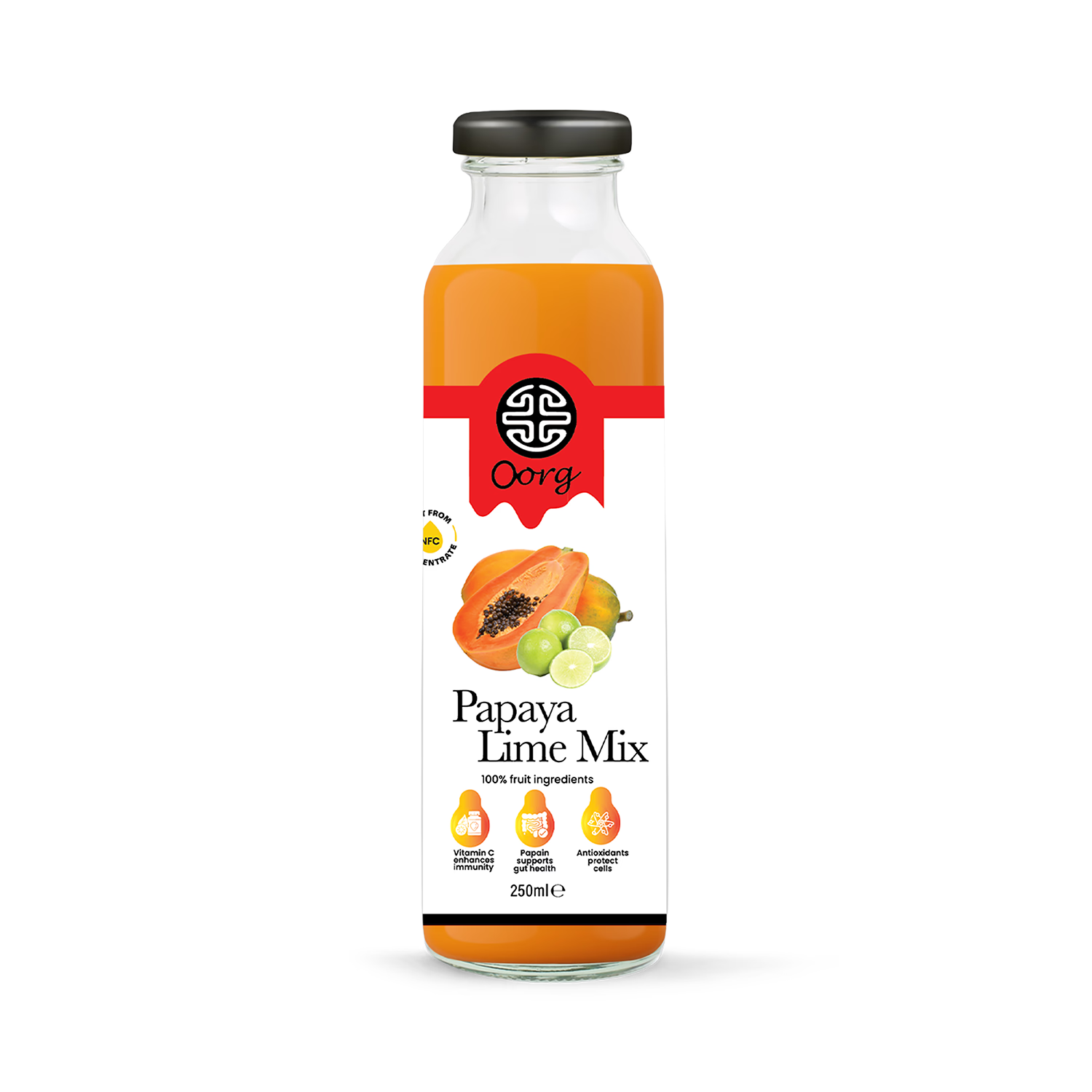 OORG natural papaya fruit juice 250ml x6 - British product