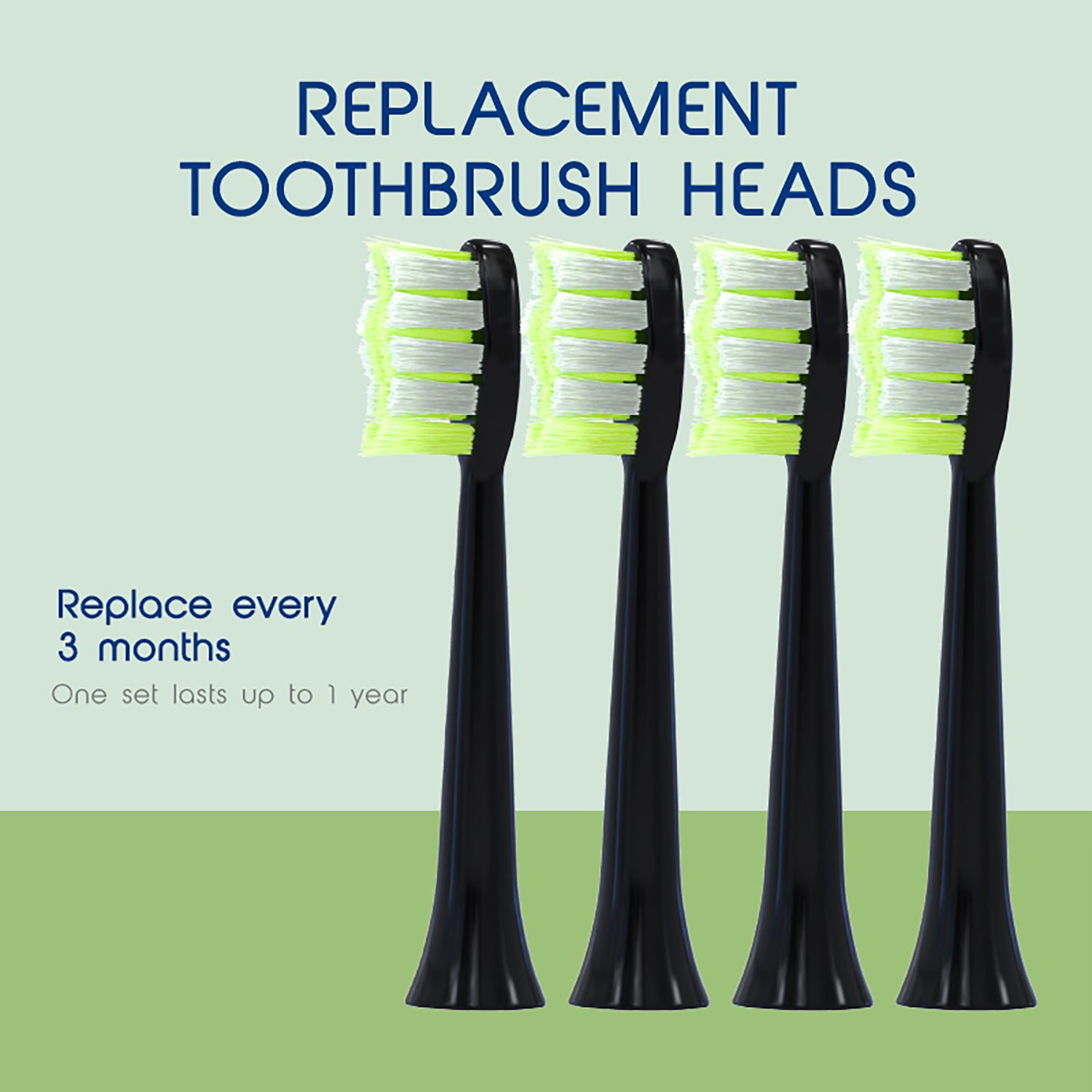 Biovello replacement toothbrush heads black 4 pack, UK version