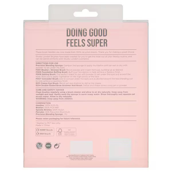 Studio London makeup brush set with sponge (British brand)