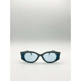 SVNX oval rectangular vintage blue sunglasses, UK version