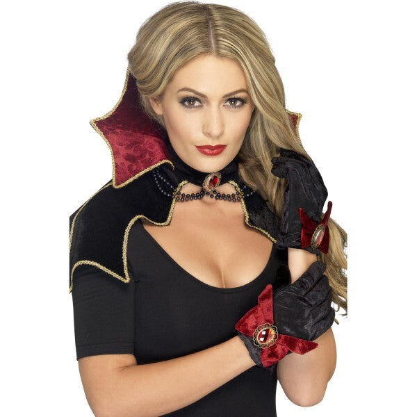 Fever Vamp Kit black cape collar and gloves, UK version