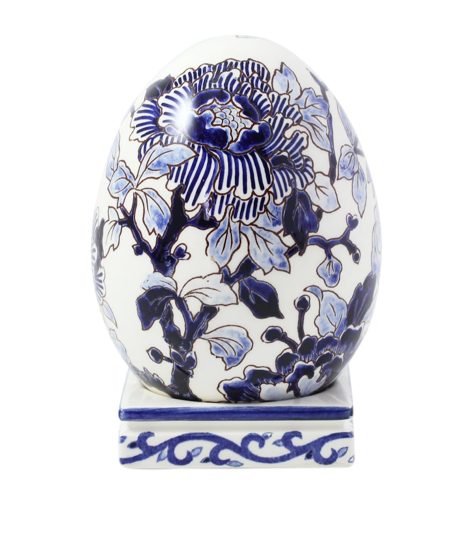 Gien Pivoines egg ornament 13cm, imported from the UK