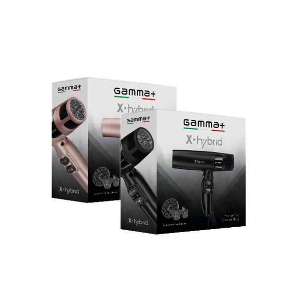 Gamma+ X-Hybrid lightweight hairdryer Black UK version