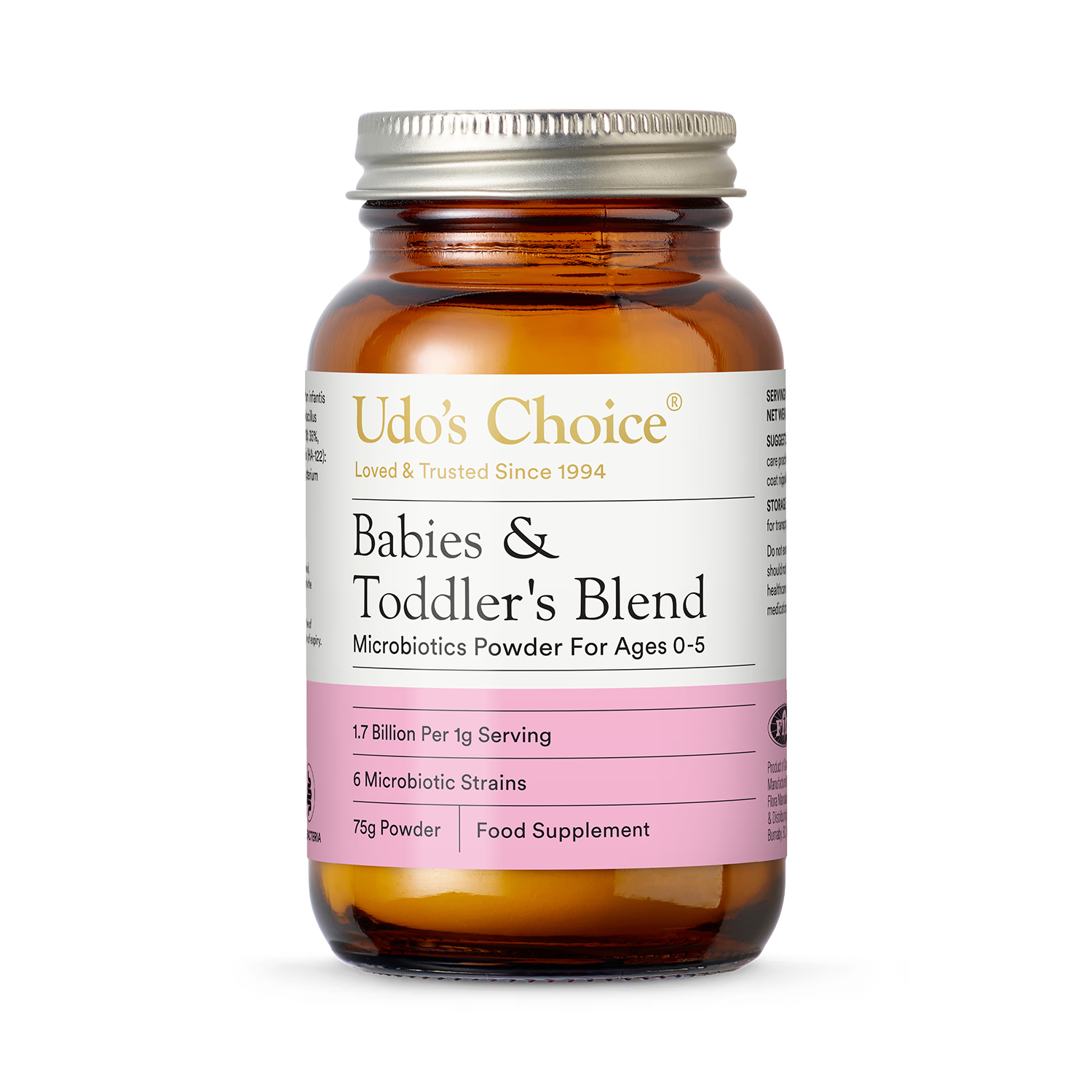 Udo's Choice probiotic powder Babies & Toddlers Blend 75g (British brand)