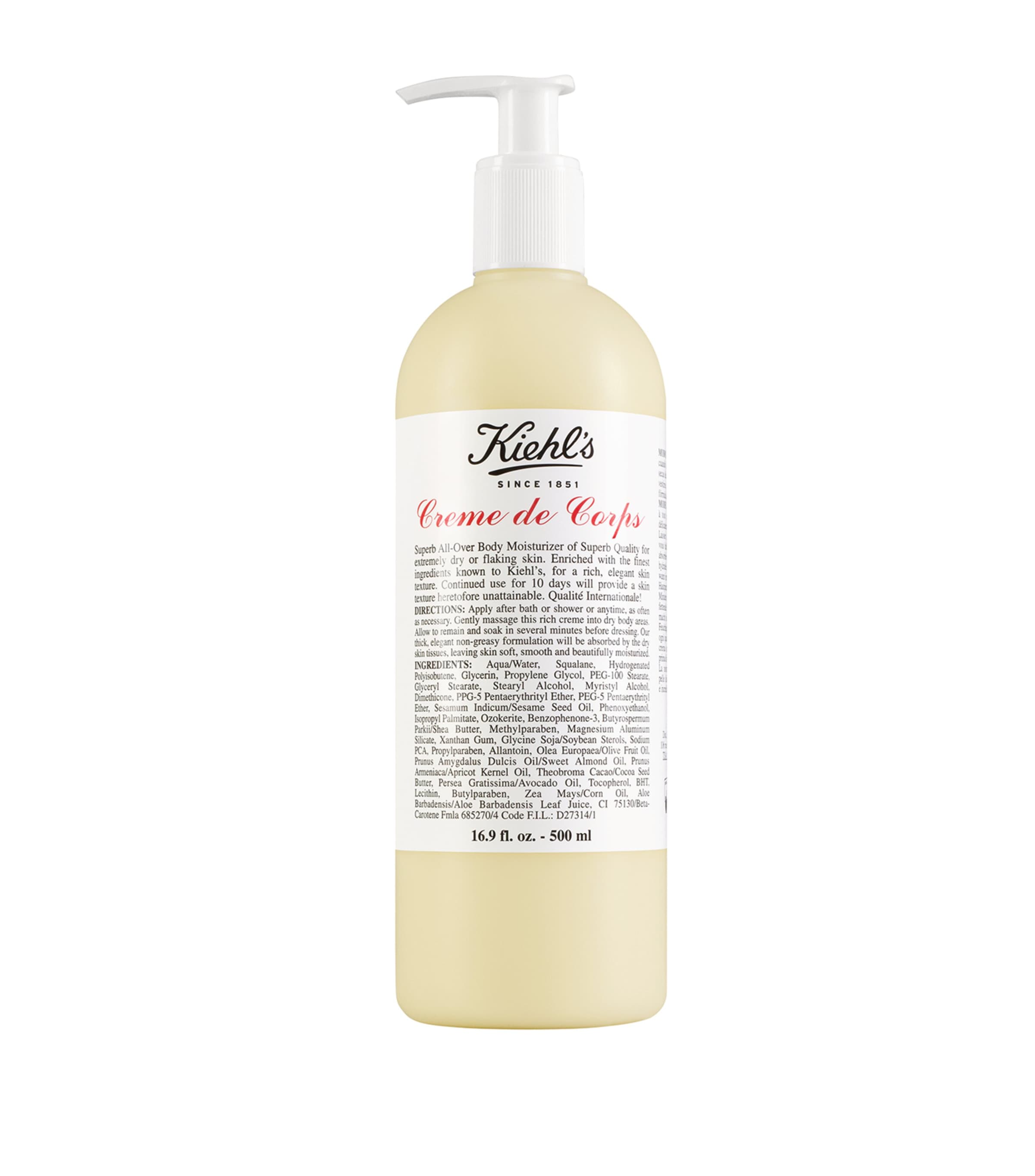 Kiehl's body cream with pump 500ml, UK version